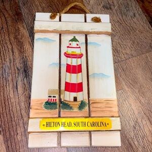 Hilton Head , South Carolina Lighthouse Wood Plaque Wall Decor Vintage Naitical